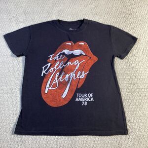 Rolling Stones Tour of America 1978 Black T-Shirt XS Vintage Rock‎ Band Tee